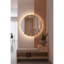 Şık Asimetrik Papatya Desenli LED Banyo Lavabo Duvar Aynası