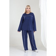 Şuranur Kadın Büyük Beden Oysho Tarzı Modal Kumaş Uzun Kollu Biyeli Rahat Günlük Takım