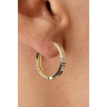 14 Ayar Altın Kalem Işlemeli Işıltı Halka Küpe Orta