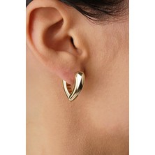 14 Ayar Altın Kalp Motifli Damla Küpe