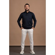 Fermuarlı Balıkçı Yaka Polyamid Kumaş Mevsimlik Triko Kazak