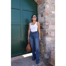 Lacivert Ön Cep Detay Jean Pantolon