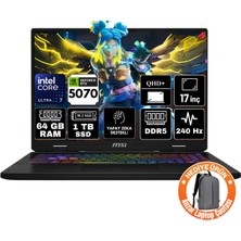 Msı Crosshaır 17 Hx Aı Intel Core Ultra 7 255HX 64GB 1tb SSD RTX5070 8gb Freedos 17" Qhd+ 240Hz Taşınabilir Bilgisayar D2XWGKG-018XTR-A17