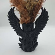 Anka Kuşu 3D Siyah Vazo