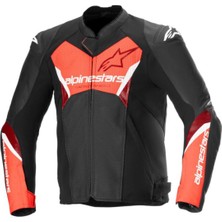 Alpinestars Faster V3 Air Korumalı Deri Motosiklet Montu Siyah  Kırmızı