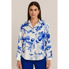 Ella's Çiçek Desenli Saten Gömlek – Modern ve Şık Tasarım