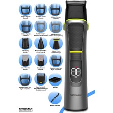 LED Ekranlı Çok Fonksiyonlu Erkek Bakım Seti, Type-C Giriş, Şık Siyah Renk