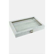 Sepetim Cam Kapaklı Anfora Kumaş Küpe Standı 24X34 Cm-Gri