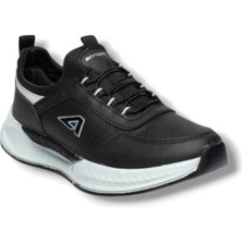 Acropol 137-26 Deri Anatomik Erkek Sneaker Siyah Gümüş