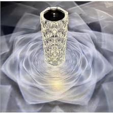 Kristal Masa Lambası Rgb Renk Değiştiren Gece Lambası 16 Renk Dokunmatik Kontrol Kumandalı