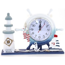 Ahşap Marin Deniz Feneri Dümenli Saat ALK2459