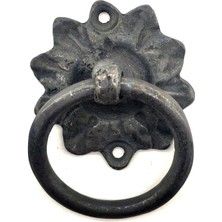 Antika Tarz Dekoratif Pirinç Çiçek Mobilya Kulbu, Kapı Kilit Halkası - 50MM, Oksit