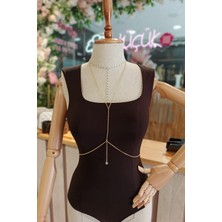 Eswomes Şeffaf Boncuklu Vücut Zinciri Gold