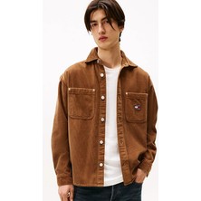 Erkek Rahat Kalıp Fitilli Kadife Gömlek Ceket - Taba