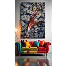 Özkacar Group Ak 47 V1 Ev Duvar Salon Güzellik Salonu Ofis Dükkan Dekarasyon Kanvas Tablo