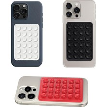 Telefon Arkası Silikon Vantuz Güçlü Tutucu Siyah - Beyaz - Kırmızı 3 Lü Set