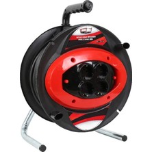 50 mt Makaralı 4 Lü Elektrik Uzatma Priz 3 x 2,5 mm Siyah