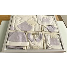 Unisex 0-3 Ay Bebeklere Gaye Organik Pamuk  Ayıcık Nakışlı ve Cepli 10 Lu Premium Set