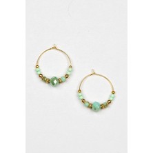 Kristal Taşlı Otantik Halka Küpe