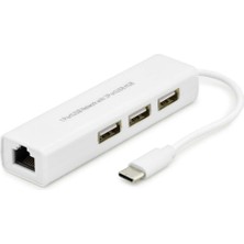 Type-C Hub Combo 3*usb + Lan Beyaz (Macbook) HDX7007