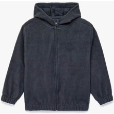 Koton Fermuarlı Kapşonlu Polar Lacivert Erkek Çocuk Sweatshirt 6WKB10135TK