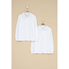 Erkek Çocuk Polo Yaka Uzun Kollu 2'li Okul Tişörtü 22714