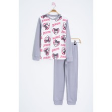 Kalpli Yazı Desenli Kız Çocuk Pijama Takımı 22766