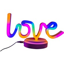 Neon Işıklı Love Yazılı Masa Gece Lambası Pil ve USB