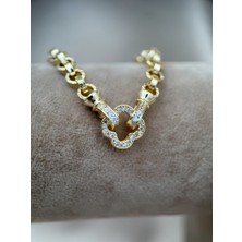 Kadın Gold Renk Yonca Kilit VIP Zincir 18CM Bileklik