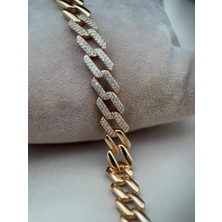 Kadın Kararmaz Çelik Rose Gold Zirkon Taşlı Bileklik