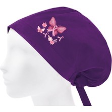 Pembe Kelebek Temalı Bonesi Standart ve Büyük Boy Cerrahi Bone Doktor Hemşire Aşçı