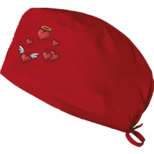 Red Hearts Temalı Bone Doktor Hemşire Aşçı Şef Bonesi Diş Hekimi Cerrahi Bone