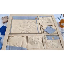 Unisex 0-3 Ay Bebek Gaye Organik Pamuk  Fil Nakışlı 10 Lu Set