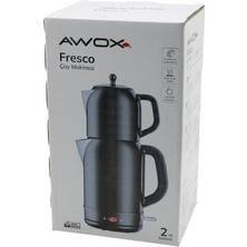 Awox Fresco Siyah Elektrikli Çay Makinesi Çaycı Set 1.7lt Su Isıtıcı + 1.2lt Demlik Paslanmaz Çelik Gövde 2200W (4944)