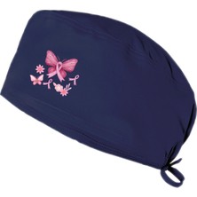 Pembe Kelebek Temalı Bonesi Standart ve Büyük Boy Cerrahi Bone Doktor Hemşire Aşçı