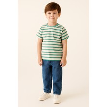 Yeşil Çizgili Kısa Kollu Tişört