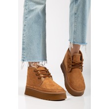 Suins Stein Model Içi Komple Kürklü Bağcıklı Siyah Taba Ten Kadın Bot