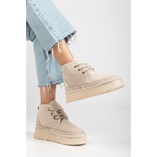 Suins Stein Model Içi Komple Kürklü Bağcıklı Siyah Taba Ten Kadın Bot