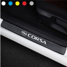 Opel Corsa Için Uyumlu Aksesuar Oto Kapı Eşiği Sticker Karbon 4 Adet