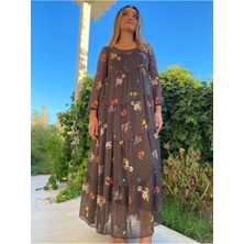 Kadın Kahverengi Ipek Elbise