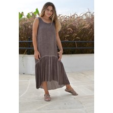 Kadın  Kahve Naturel  Uzun Elbise