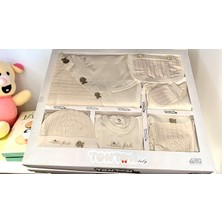 Bebek Organik Pamuk Balık Nakışlı 10 Lu Hastane Çıkış Zıbın Seti