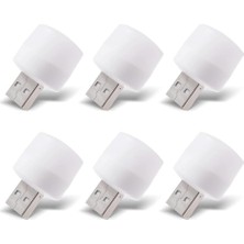 USB LED Küçük Beyaz Işık, USB Mini LED Lamba, Koridor, Tuvalet, Oturma Odası, Çocuk Odası Için Rehber Gece Aydınlatma Işığı (6 Adet)