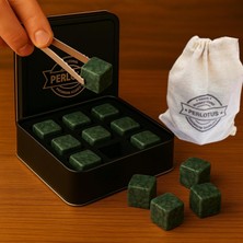 Granit Eskitme Viski Taşı Metal Kutulu, Doğal, Sulandırmadan Soğutur (9 Adet) Babalar Günü Hediye