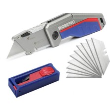 WP211012 Ağır Hizmet Alüminyum Gövde Katlanır Rötuş Maket Bıçağı + 10 Adet Yedek Bıçak