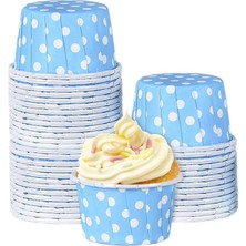50LI Muffin Kalıbı - Cupcake Kalıpları, Su Geçirmez ve Yağ Geçirmez Pişirme Kağıtları, Ev Veya Parti Için Alüminyum Folyo Pişirme Kek Kapları - Açık Mavi Puantiye