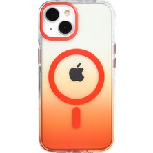 iPhone 14 Kılıf Kablosuz Şarj Özellikli Şeffaf Transparan Renk Geçişli Toros Kapak