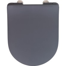 Premium Klozet Oturağı "sedilo", Antibakteriyel Duroplastikten Yapılmış Ekstra Düz Oturak, Easy-Close Otomatik Indirme Tertibatı, Paslanmaz Çelikten Yapılmış Fix-Clip Hijyenik Sabitleme, Mat Gri