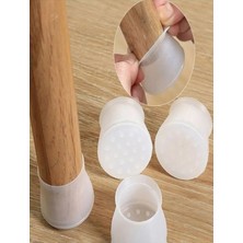 Masa Sandalye Ayak Koruyucu, Sandalye Çorabı, Sandalye Sürtünme Ses Önleyici Silikon, 12 Adet (Beyaz)