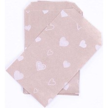 Kalp Desenli 25 Adet Kraft Kese Kağıdı, 11X20 cm